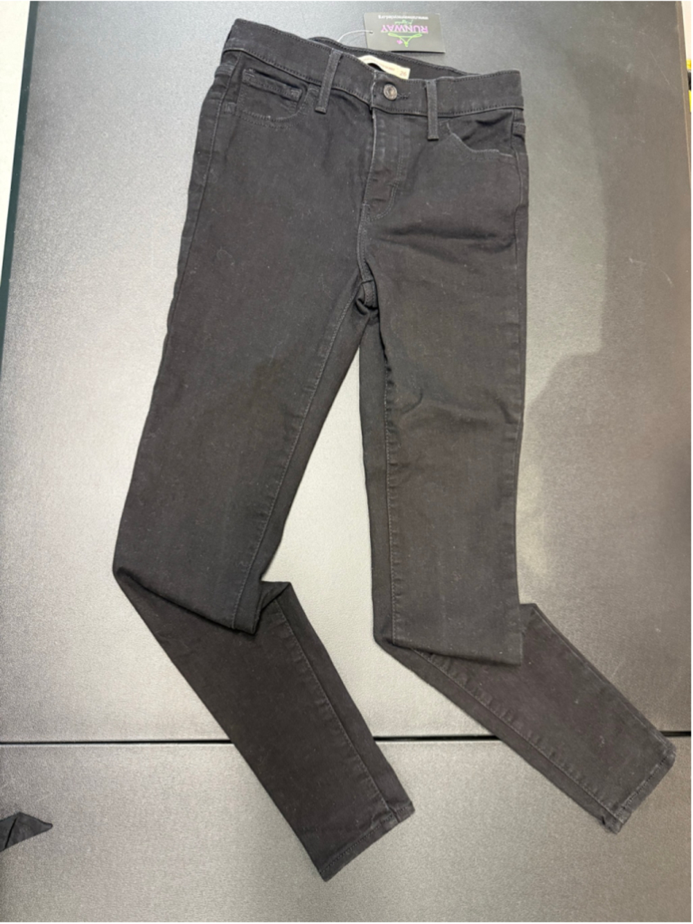 Levi’s Premium Ribcage Straight Ankle Jeans W27 L27 Black Acid Wash